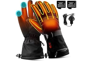 ABXMAS Rechargeable Heated Gloves for men, 7.4V 3200 mAh Battery Powered Electric Heating Gloves