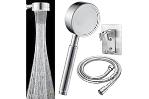 STOAT Set doccia in acciaio inox con supporto doccia, flessibile doccia da 1,5 m, doccia con filtro acqua，porta soffione doccia，porta telefono doccia da muro，soffione per doccia alta pressione