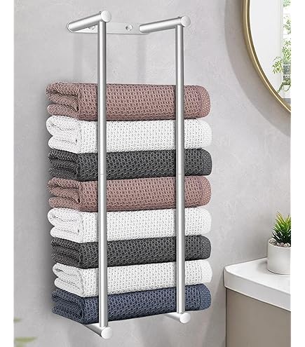 ZDDLOINP Handdoekhouder voor Badkamer, Aan de Muur, Met 4 Haken - Geschikt voor Camper, Sauna en Meer (Wit
