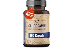 ‎CDF SPORTS & HEALTH SOLUTIONS Glucosamin Chondroitin Komplex – 300 Reine Kapseln ohne Zusätze – 1000mg pro Tagesdosierung 5 Monate Vorrat – Glucosamin & Chondroitin Hochdosiert, Chondroitin-Glucosamine Chondroitinsulfat Glukosamin