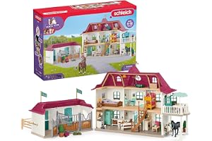 schleich HORSE CLUB | Lakeside hästgård 42551 | Set med hus, stall, 2 hästar, Hannah, hennes föräldrar och tillbehör