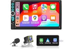 WSRADIOKITS Autoradio 2 Din, Compatibile con Apple CarPlay & Android Auto Assistente Vocale, Schermo HD da 7 Pollici con Bluetooth/Backup Camera(Free)/USB Type-c/Mirror Link/FM Car Radio,AUX,SWC