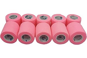 PintoMed Bandage Cohésif - Rose - 10 Rouleaux x 5 cm x 4,5 m adhésif Flexible Bandages, Premiers Secours Sports Wrap Bandage