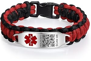 Theluckytag Medizinische Armbänder für Sport, Männer und Frauen, mit QR-Code, medizinische Notfall-ID-Armbänder – Nylon, wasserdichtes Armband für Handgelenke bis zu 17,8 cm – mehr Platz,