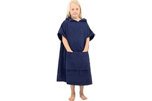 ALLEN & MATE 100% COTTON Kids Hooded Towel Poncho - 380 GSM, Safety Certified | Oversized Changing Robe for Boys & Girls