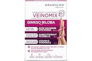 Durchblutung & Wassereinlagerungen - Veinomix - Mit Ginkgo Biloba, Rosskastanie & Magnesium - 60 teilbare Tabletten - 2-Monats-Kur - Gegen schwere Beine & für gesunde Venen - Glutenfrei - GRANIONS