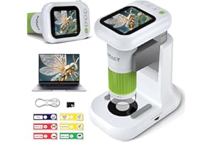 OUTACT Microscopio Digitale Bambini, 2.0 IPS Schermo,50X-1000X Microscopio Portatile con 8 Luci LED, Foto e Video,Regalo di Natale Compleanno Per Bambini a Partire dai 3 Anni