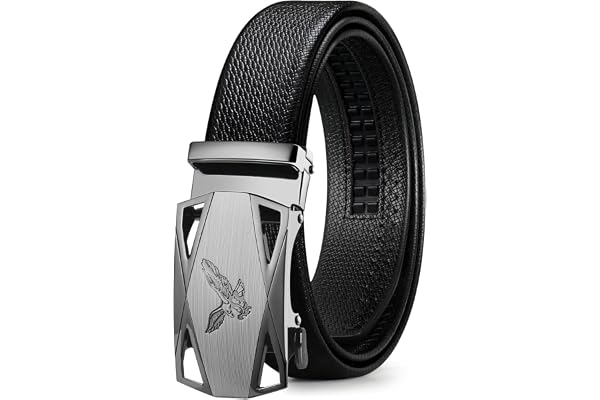 ITIEZY Ceinture Homme Cuir, Ceinture Automatique à Cliquet Sans Trou 35 mm pour Costume et Jeans, Taille Réglable