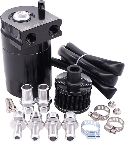 Qiilu Oil Catch Can Kit 300 Ml – Serbatoio In Lega Di Alluminio Con Deflettore, Universale Per Motori Auto