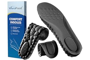 VivoFoot Memory Foam Insoles, Anti-Fatigue Pain Relief Everyday Work Sports Running Comfort Shoe Inserts, Cloud Sole Pads, Cushion Replacement Filler, Trim to Fit for Men & Women (UK 7-10, Black)