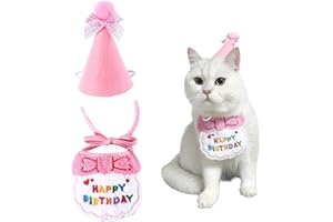 ROHOME Bandana di compleanno per gatti, cappello di compleanno per cani, per animali domestici, feste di compleanno, vestito per cani e gatti, rosa A