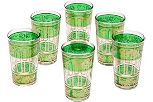 MARRAKESCH ORIENT & MEDITERRAN INTERIOR Lot de 6 verres à thé café coloré marocain Lamia couleur vert | verre de thé turc en style oriental | 6 Photophore en verre comme décoration marocaine dans votre chambre ou maison