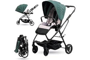 3B PRODUCTS Carrito Bebe 3 en 1, Carro Bebe Plegable, Silla de Paseo Ligera, Cochecito Bebe hasta 22 KG, Carrito Bebe Reclinable, Carro Bebe Premium (Verde)