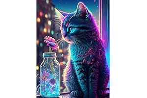 XUIIOSOOKP 5D Diamond Painting Adultos, Pintura de diamantes 5D DIY, Diamond Art Cuadros Diamantes, Punto de Cruz Diamante Dibujos con Diamantes para Decoración Hogar, 30 x 40 cm/gato