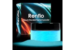 Renfio Fluoreszierendes Pulver, 3.5oz/100g Fluoreszierender Leucht Puvler, Farbe Leuchtet im Dunkeln Pigmente Leucht Pigmente Mica Pulver for Schleim Nägel Acrylfarbe Kunst Basteln - Blue