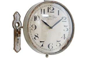 Loberon Uhr Adama, Shabby-Chic, französischer Stil, nostalgischer Charme, schwenkbar, Dekoration, Wohn-Accessoire, Eisen, Kunststoff, antikgrau