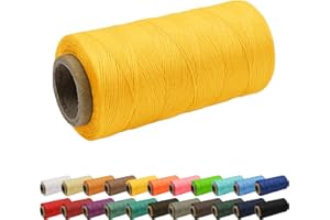 Uiopa 1mm x 260m Wachsfaden, 150D Flache Sattlergarn Ledergarn Gewachst, Leder Nähen Faden Gewachste Schnur für Lederhandwerk, Buchbinderei, Schuhreparatur, Schmuck