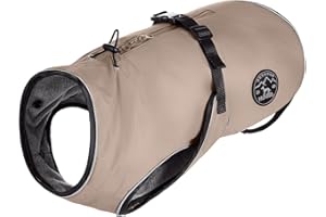 HUNTER Hundemantel UPPSALA, Farbe: taupe, 2in1 Design mit herausknüpfbarem Innenfutter, wasserabweisend, reflektierende Paspeln, geschlossene Bauchseite, optimaler Sitz, Größe: 35