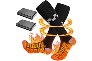 Heated Socks for Men,iKuchelife 2 x 7500 mAh Batteries Foot Warmer Electric Rechargeable Wool Heated Socks, 2 Heating Wire Heating Socks with 4 Temperatures for Whole Sole of the Foot