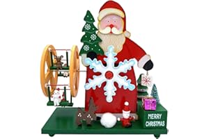 Glac Store Carillon Meccanico Natalizio in Legno con Ruota Panoramica e Melodia, Modelli Babbo Natale e Personaggi da Tavolo (Babbo Rosso)