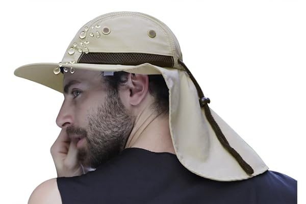 RUIXIA Chapeau Soleil Été Casquette Visière Casquette Protège Nuque Capeline Pliable Anti UV Homme Chapeau à Large Bord Piable pour Pêche Randonnée Jardin Camping Chasse Vélo Voyage