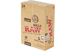 RAW Classic Rolls Slim-Caja con 24 Rollos de 5 m, Papel, Amarillo, Medium