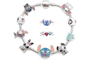 MAIROX Set di Gioielli dei Cartoni Animati, 1 PC Bracciale a Cartoni Animati e 2 PCS Cartoni Animati Anello, Braccialetto per Ragazze, Anello Ragazze, Regali di Compleanno per Ragazze e Donne