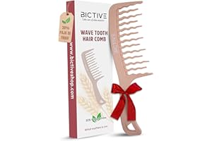 BICTIVE® Peine de Púas Anchas Onduladas para Pelo Rizo, Ondulado, Largo y Grueso. Desenredante, Definidor de Rizos, Peine Pelo Rizo, Antitirones, Método Curly. Con Dientes Anchos que Reducen Nudos.