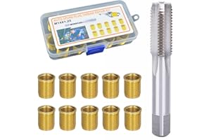 Taipintee 10 Pièces Outil de Réparation de Trous Filetés de Bougies D'allumage M14 × 1.25mm, avec Taraud, Métal, pour Moteurs à Essence, Générateurs, Moteurs Diesel (Or)