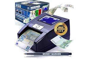 B&J VENDUM B&J® SUPER PACK De Detector De Billetes Falsos 2025 PORTÁTIL + Rotulador Billetes Falsos | 100% DETECCIÓN Y FIABILIDAD Para 3 Divisas EUR, GBP, USD | Contador De Billetes Con Batería Recargable