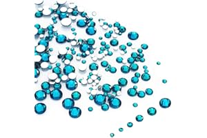 LolliBeads Resin Crystal Round Nail Art Mixed Flat Backs Acrylic Rhinestones Gems,Mix Size 1.5-5 mm, Color Turquoise Blue (1200Pcs)