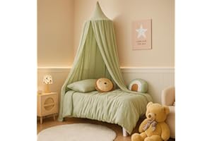 ALAVYA HOME® Betthimmel Baldachin Babybett Kinderzimmer – 100% Bio-Baumwolle Musselin, GOTS-Zertifiziert, Vintage Himmelbett, Moskitonetz & Insektenschutz, Saumlänge ca. 250 cm, Kuschelecke – Khaki
