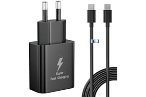 VOLTWAVE Schnellladegerät für Samsung Galaxy Ladekabel 25W USB C Ladegerät für Samsung Galaxy S24 S23 S22 S21 S20fe S10 S9 S8 A54 A53 5g A52 A51 A50 A34 A33 A13, Schnellladekabel 2m,Fast Charger Netzteil