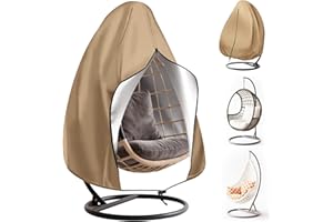 MI CASA Hängesessel Abdeckung 200x230cm, Wasserdicht Abdeckplane Abdeckung für Hängesessel mit Gestell Schutzhülle für Gartenschaukel, UV-beständig Schwerlast Hängekorb Schutzhaube - Khaki, 2 Person