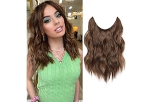 Ms TAj Light Brown Halo Hair Extensions 12 inch Hair Extension Invisible Wire Hair Extensions Synthetic Hairpiece for Women Natural Wavy