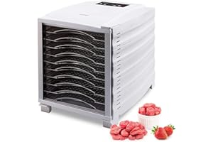 BIO CHEF Déshydrateur d'Aliments BioChef Arizona 10 Plateaux en acier inoxydable - Minuterie, Porte Transparente, Plateaux amovibles, en Tritan sans BPA (Blanc)