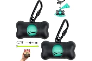 YUCHIYA Hundekot Pickup Taschen Halter Spender mit Standard-Größe Duft Doggy Abfallbeutel und Karabiner mit Sicherheitsschloss Plus Klettverschluss Nie wieder an der Leine verlieren