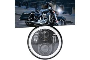 Aumotop Moto Fari Led 12000LM Motociclo Fari 100W Angel Eyes 4 Modalità per 9V-30V Moto, 6000K Bianchi / 3000K Ambra Faro Moto Fari Ring, Moto Fari Led H4