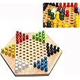 Cisixin Traditional Hexagon Chinese Checkers Desktop Games Correct Regulation Size Family/Travel Board Games,Star Shape,Wooden