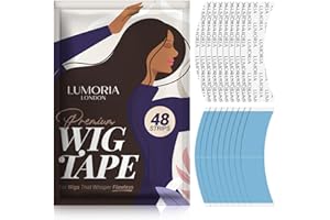 LUMORIA 48pcs Wig Tape Double Sided Extra Strong Hold - Toupee Tape for Woman, Wig Tapes for Lace Wigs, Hair System Tapes, Strong Waterproof Hold, Double Sided Hair Strips