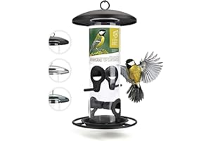 wildtier herz I Körner Vogelfutterspender 26cm - aus rostfreiem Metall, Vogel Futterstation, Futtersäule, Wildvögel Futtersilo, ganzjährige Fütterung (Schwarz)