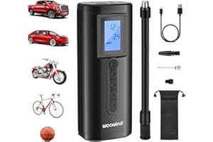 Woowind Mini Compressore Aria Portatile, Pompa Elettrica Ricaricabile A Batteria Per Bicicletta, Auto, Moto, Calcio, Anelli Di Nuoto (AP2-P)