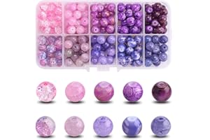 HNLMZ Perline di Pietra Naturale, 200 Pezzi 8mm Rotondo Pietre Preziose per Collane Braccialetti Creazione di Gioielli (Serie Sfumate Rosa e Viola)
