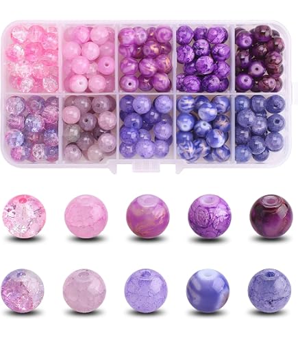 Kit Da 1300 Perline Miste In Vetro Craquelé 8mm – 48 Colori Con Accessori Per Braccialetti Fai Da Te - 5