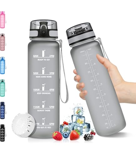CHIFIGNO Heldere champignons en schedels 32 oz waterfles met rietje en handvat, drinkwaterflessen met draagriem, BPA-vrije Tritan waterflessen voor sportschool, camping, wandelen, reizen sport CHIFIGNO Heldere champignons en schedels 32 oz waterfles met rietje en handvat, drinkwaterflessen met draagriem, BPA-vrije Tritan waterflessen voor sportschool, camping, wandelen, reizen sport