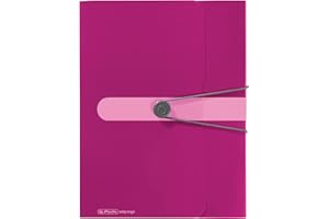 Herlitz Easy.Orga Teczka na dokumenty A4 z gumką Rysunkowa | Grzbiet 4cm | Folder Organizer Ochrona Zabezpieczenie | Praktyczna etykieta | Elastyczna okładka z PP | Biuro Szkoła Studia | Malinowa