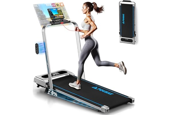 Tapis de Course, FOUSAE Tapis de Marche Pliable avec 12 Programmes HIIT Prédéfinis, Inclinable 9%, 12 KM/H, Moteur Silencieux 2,75 CV, APP & Télécommande, Charge Max 158kg pour Maison & Bureau
