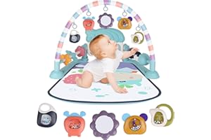 SKERITO Baby Play Mat Floor Play Gym Mats Playmat for Newborn Baby Piano Baby Play Gym Mat, Tummy Time Mat with Music, Early Development Activity Mat for Newborn Toddlers Baby Sensory Toys