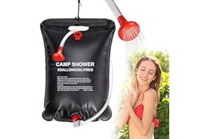 Inoamity Borsa Doccia Solare Portatile 20L per Campeggio - Riscaldamento Rapido a 45°C con Tubo Rimovibile, Testa Regolabile, Design Pieghevole per Trekking, Escursionismo, Viaggi