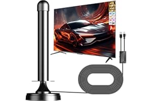 DGUPSP Antena TV Interior 2025, Antena TV Portatil Potente con Amplificador y Base Magnética, 250KM+ Recepción de Larga Distancia, Compatible con 4K 1080P DTMB DVB-T2 DVB-T TDT - All TVs